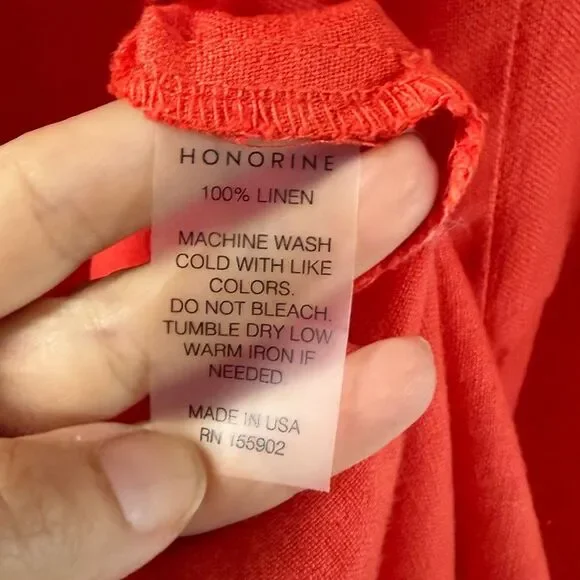 HONORINE Fluter Sleeve Cotton and Linen Blend Mini Dress in Orange Red M - Picture 10 of 10